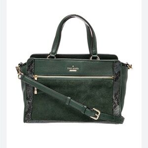 Kate Spade Forest Green Leather & Suede Satchel